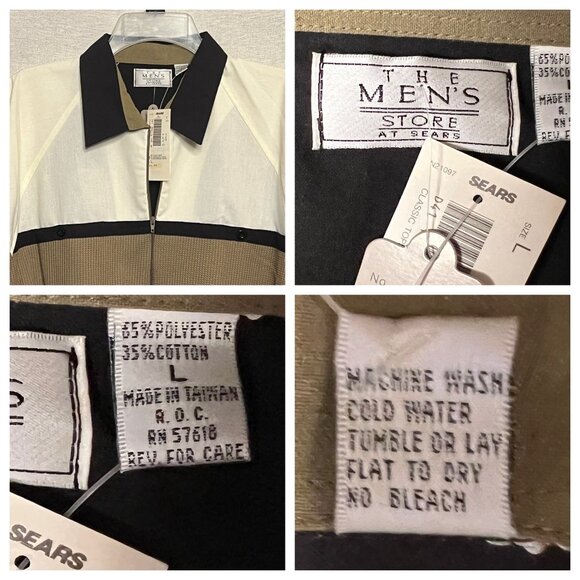 NWT VTG Men's Store Sears L Color block Short Sleeve Polo Zipper Ribbed Texture - Picture 10 of 16